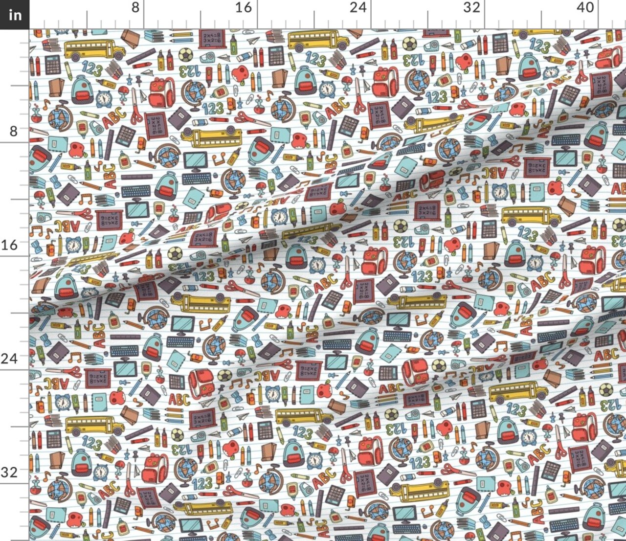 Teacher Class School Paint Scissors Computer Pencil Custom Printed Fabric by Spoonflower Various Fabrics by the Yard or Fat Quarter